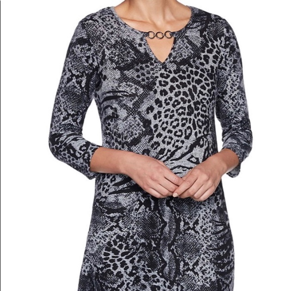 NWT Ruby Rd. Women’s Grey Animal Print Dress M